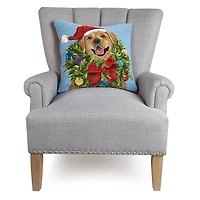 Santa Golden Labrador Wreath Hook Pillow