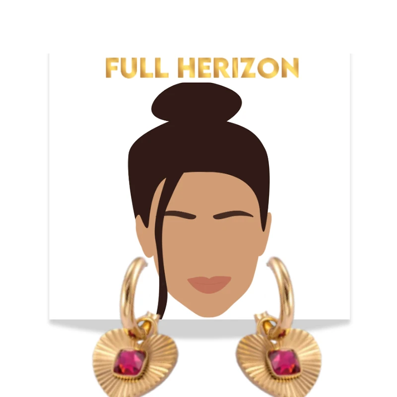 18k Gold Radiant Heart Pendant Statement Hoops