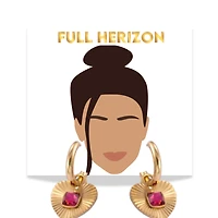 18k Gold Radiant Heart Pendant Statement Hoops