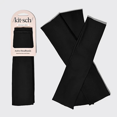 Recycled Active Headbands 3pc Set- Black