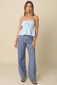 Button-Front Peplum Cami Top