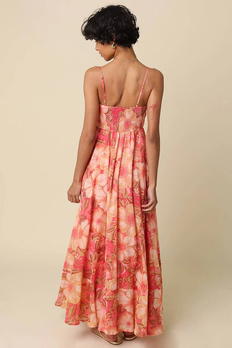 Orange Valencia Floral Maxi Dress