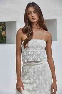 Knit Floral Lace Tube Top