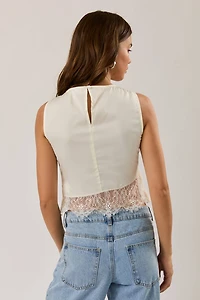 Cream Lace Sleeveless Top