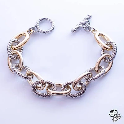 Two Tone Link Toggle Bracelet