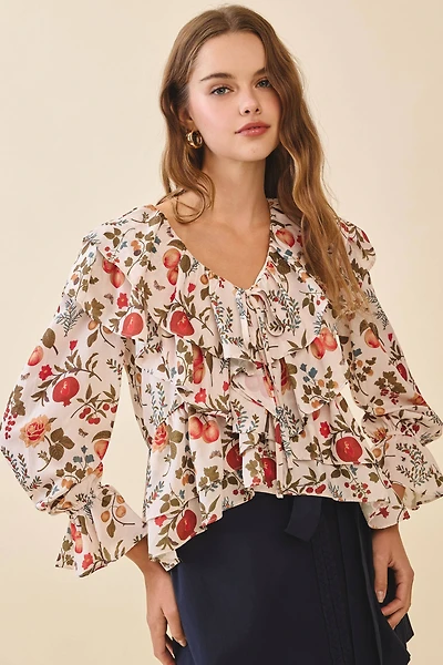 Floral Print Tiered Ruffle Top
