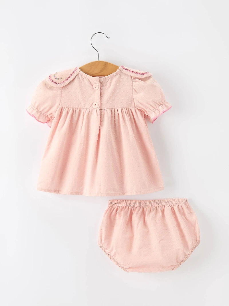 Pink Peter Pan Embroidered Bloomer Set