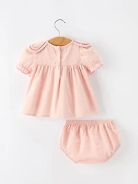 Pink Peter Pan Embroidered Bloomer Set