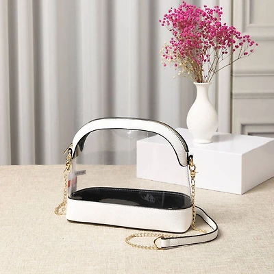 Faux Leather Clear Crossbody Bag