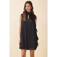 Sleeveless Mock Neck Ruffle Dress