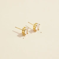 Oval CZ Gold Dip Stud Earrings