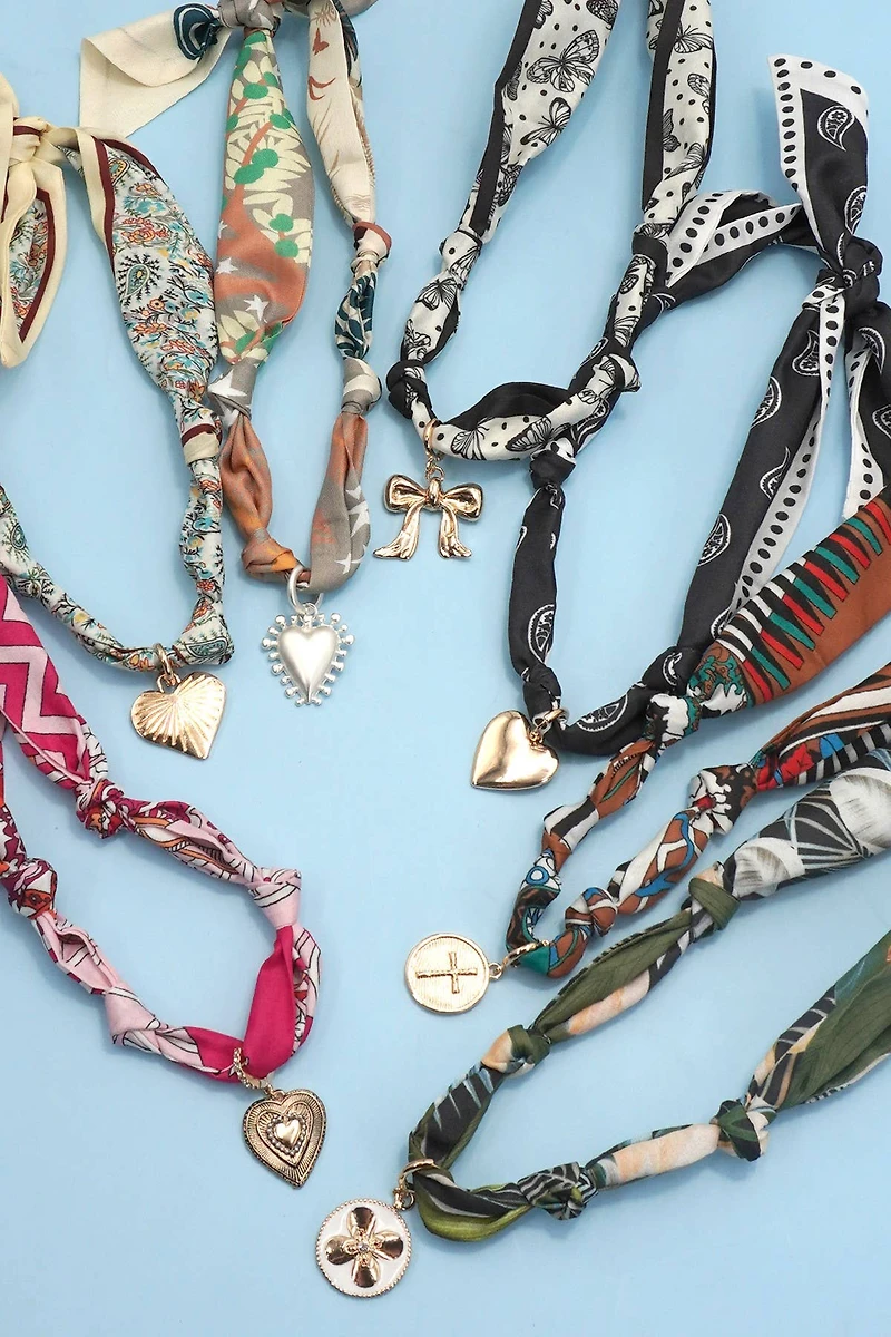 Heart Handcrafted Scarf Interchangeable Charm Necklace