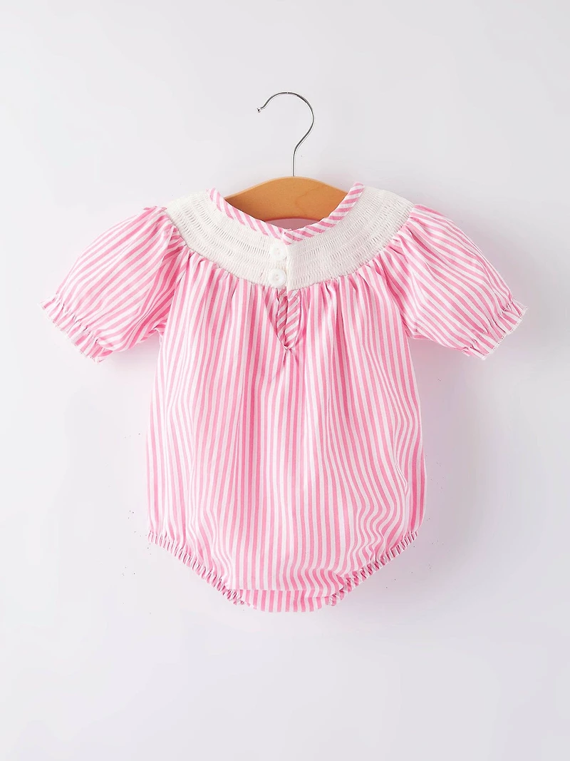 Girls Stripe Cake Smocking Romper