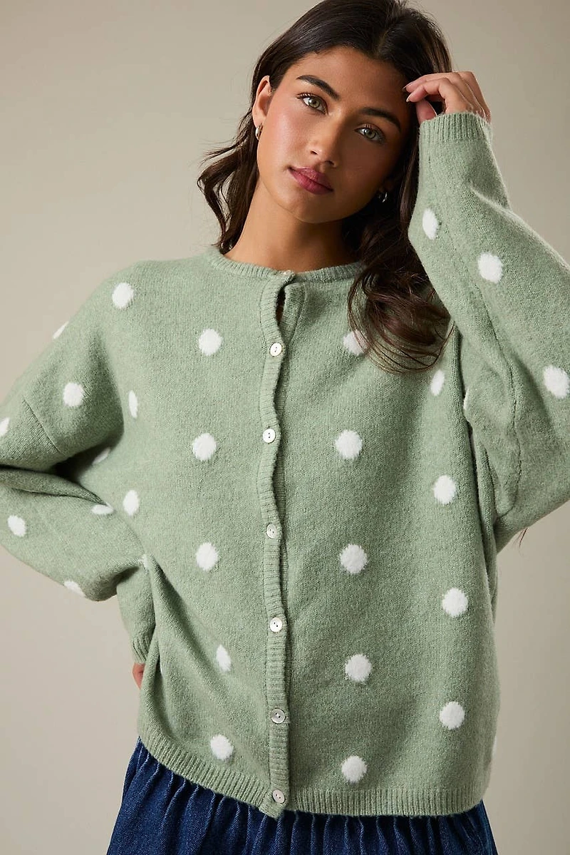 Green Polka Dot Cardigan