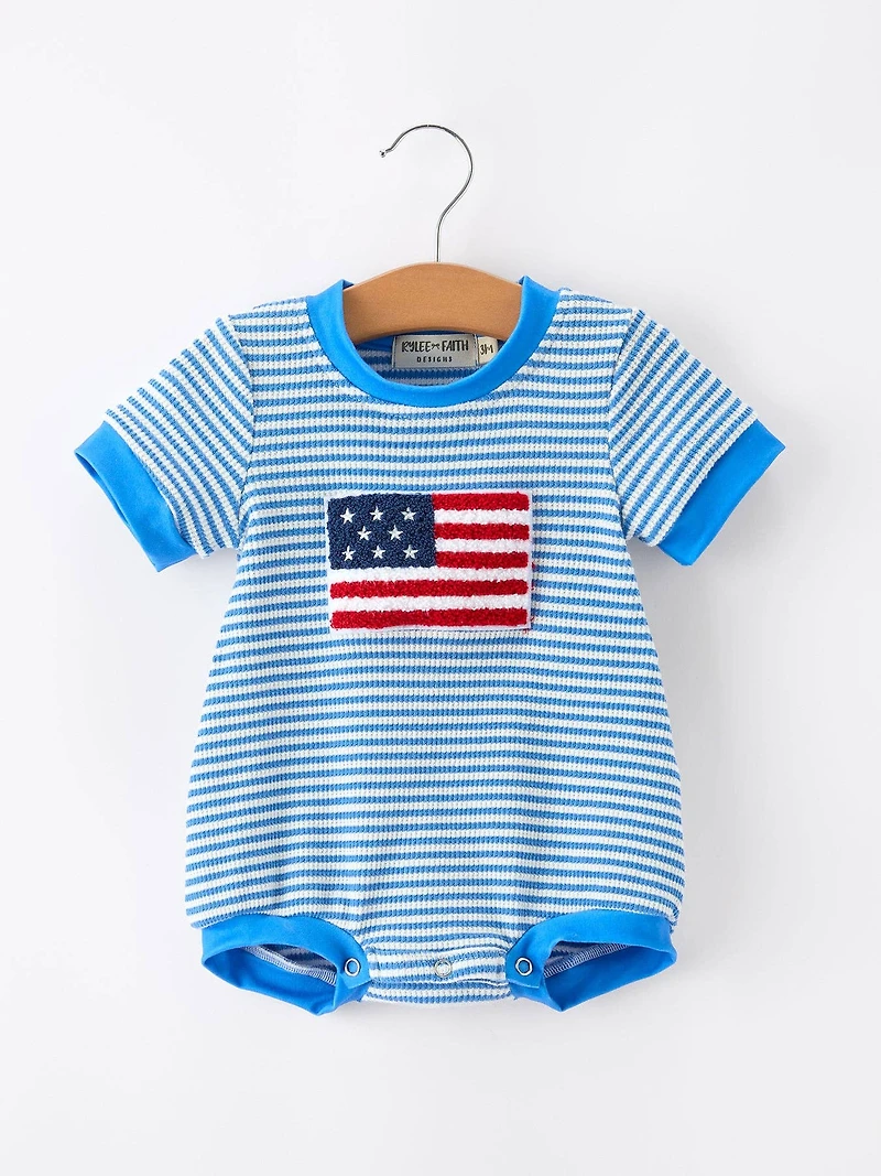4th of July Flag Chenille Baby Boy Romper