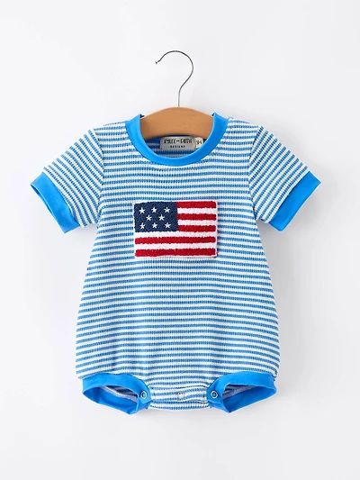 4th of July Flag Chenille Baby Boy Romper