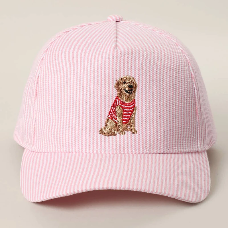 Light Pink Golden Retriever Seersucker Hat