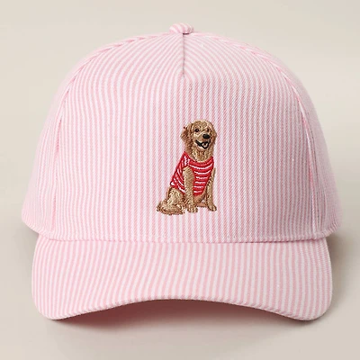 Light Pink Golden Retriever Seersucker Hat