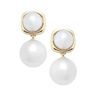 Lillian Pearl Cabochon Drop Earrings in Ivory