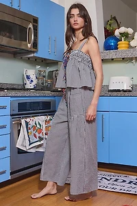 Black Seersucker Gingham Print Set