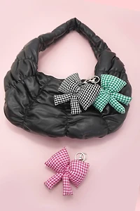 Checker Bow Bag Charm