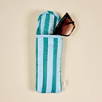 Teal & Light Blue Striped Quilted Sunglass Case