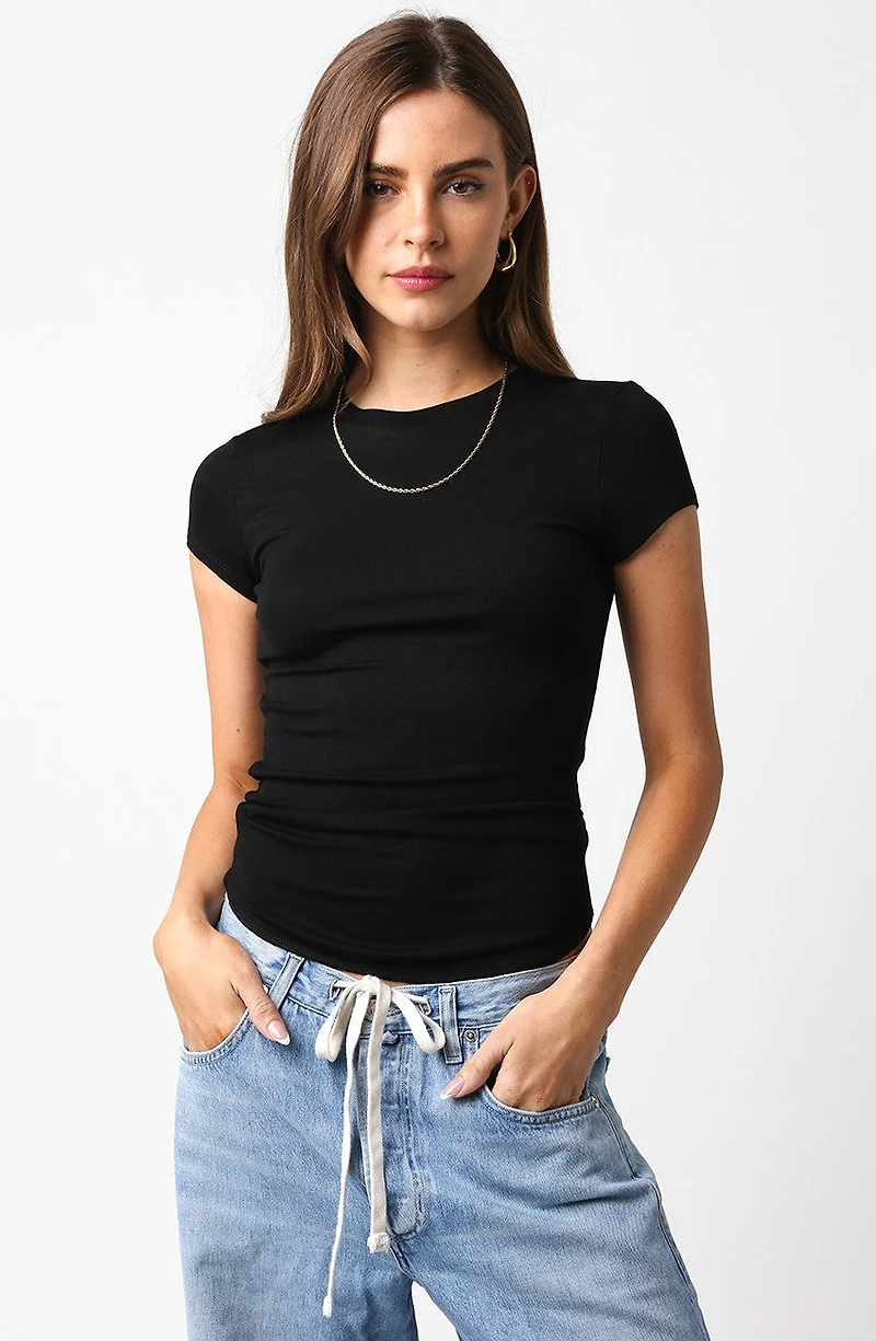 Ribbed Cap Sleeve Tee