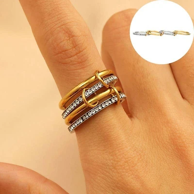 Stainless Steel Stackable Plain Band Rings Linked
