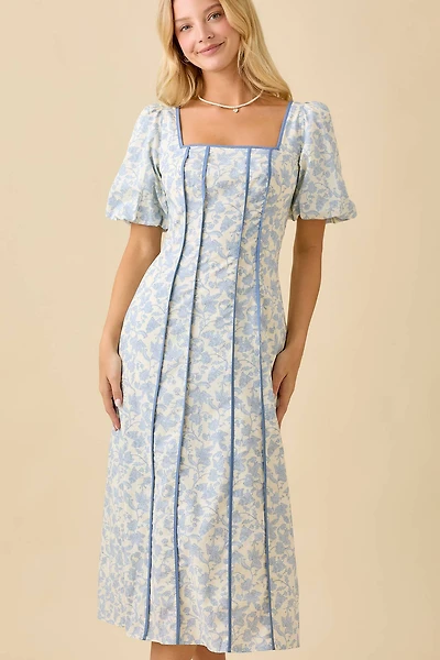 Square Neck Bubble Sleeve Dress