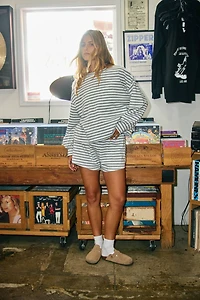 Gray Oversized Striped T-shirt