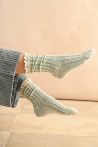 Sage Crochet Trim Socks