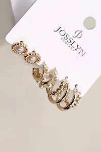 Gold Pearl Hoop Trio Earrings
