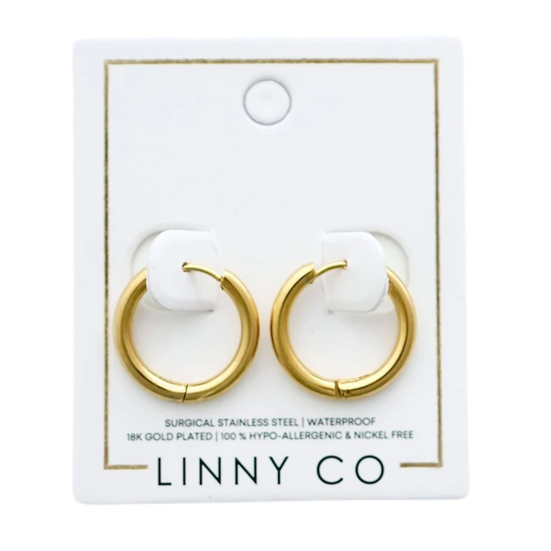 Huggie Earrings  Scarlett Hoop Gold 14mm