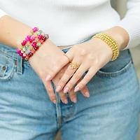 Large Stone Bracelets with Gold Bead Accents - Assorted