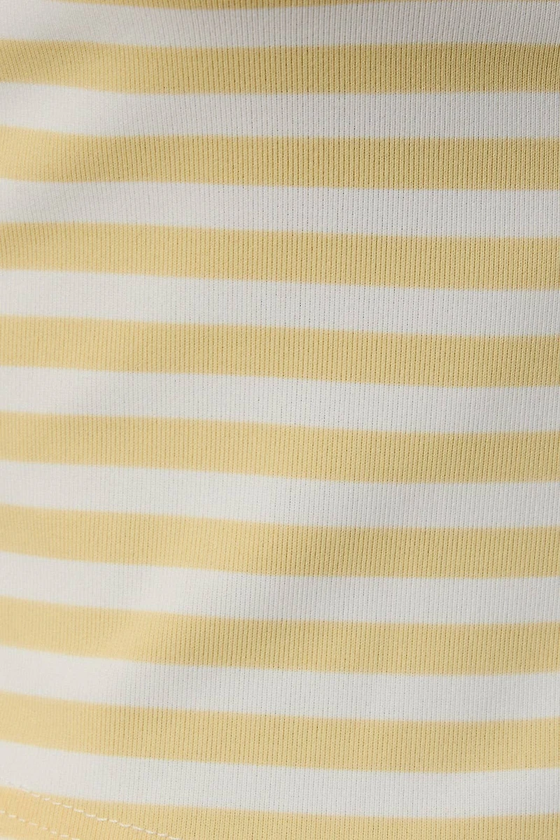 Yellow Sleeveless High Neck Stripe Top