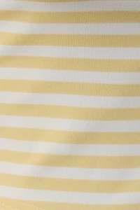Yellow Sleeveless High Neck Stripe Top