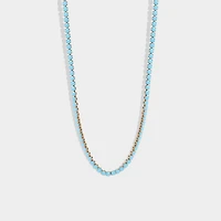 18k Gold Turquoise Rhinestone Tennis Chain Necklace