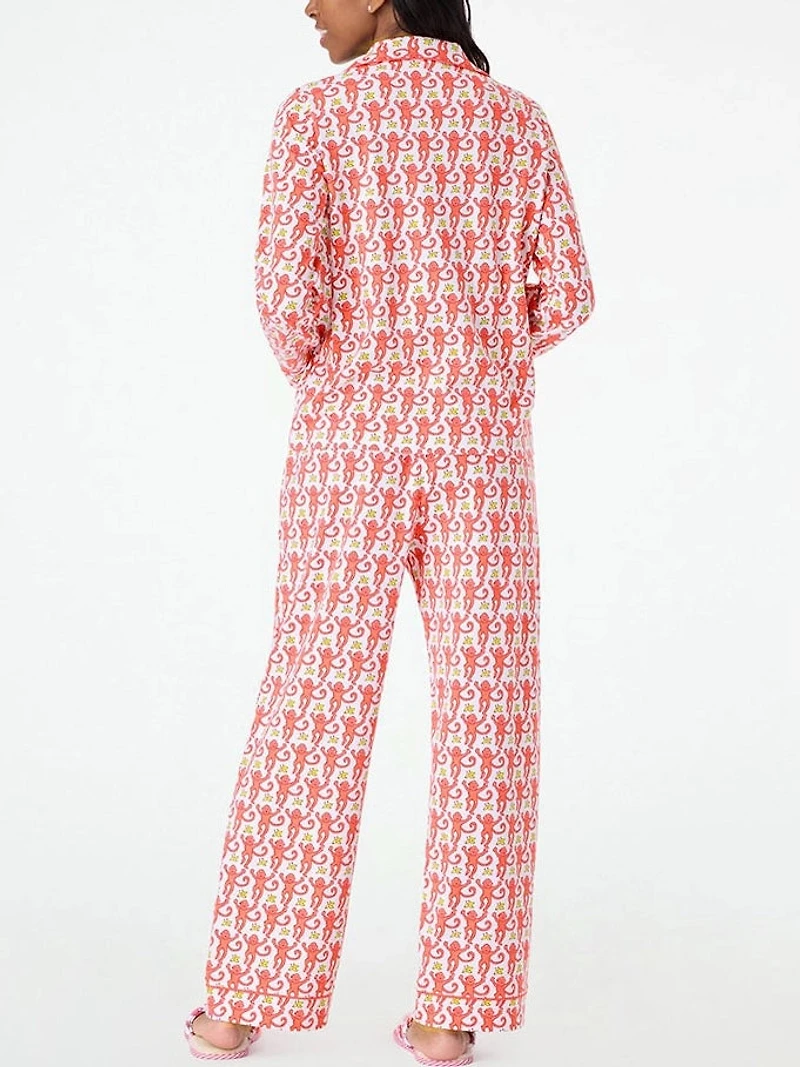 Red Monkey Print PJ Set
