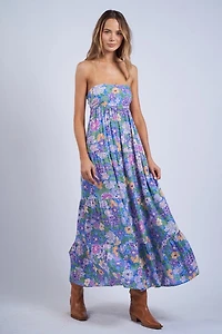 Blooming Floral Open Back Maxi Dress