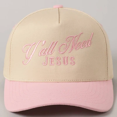 Y'all Need Jesus Trucker Hat/ Pink