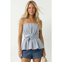 Buckle Pleated Sleeveless Top