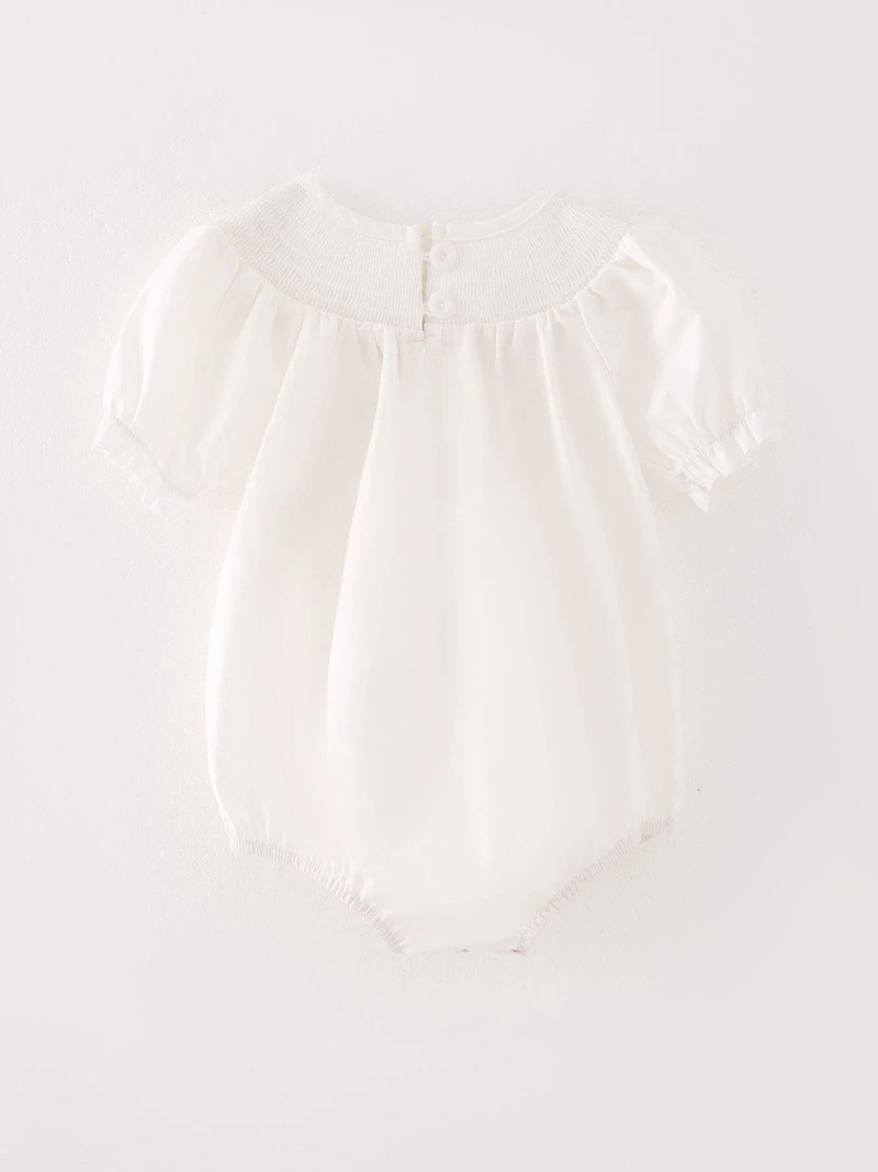 White Smocking Embroidered Crucifix Girls