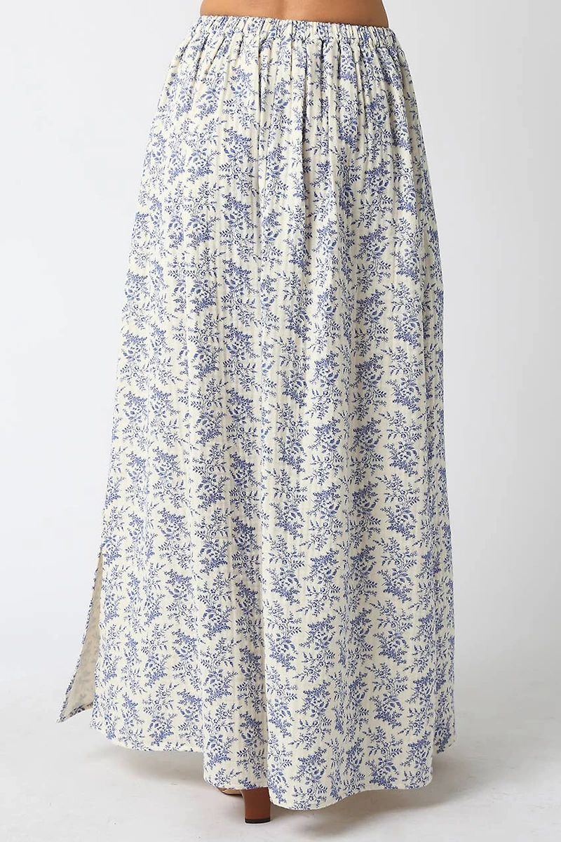 Blue Floral Maxi Skirt