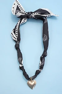 Plain Heart Handcrafted Scarf Interchangeable Charm Necklace