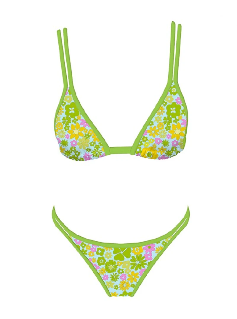 Green Floral Bikini Set