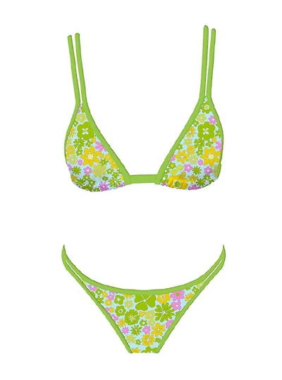 Green Floral Bikini Set