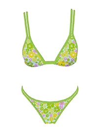 Green Floral Bikini Set