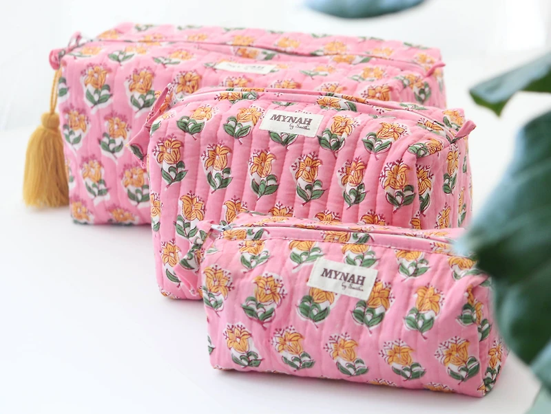 Bubblegum Floral Makeup Bag - LARGE only