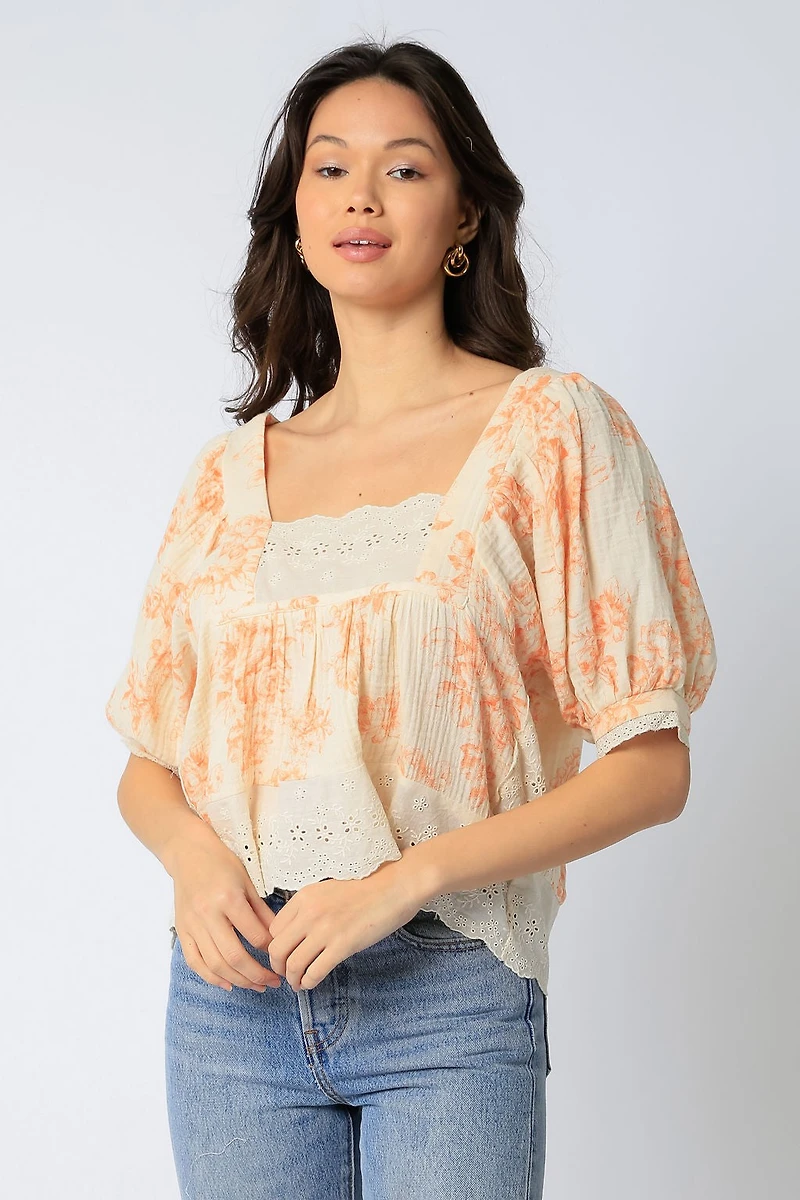 Orange Floral Top