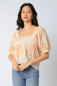 Orange Floral Top